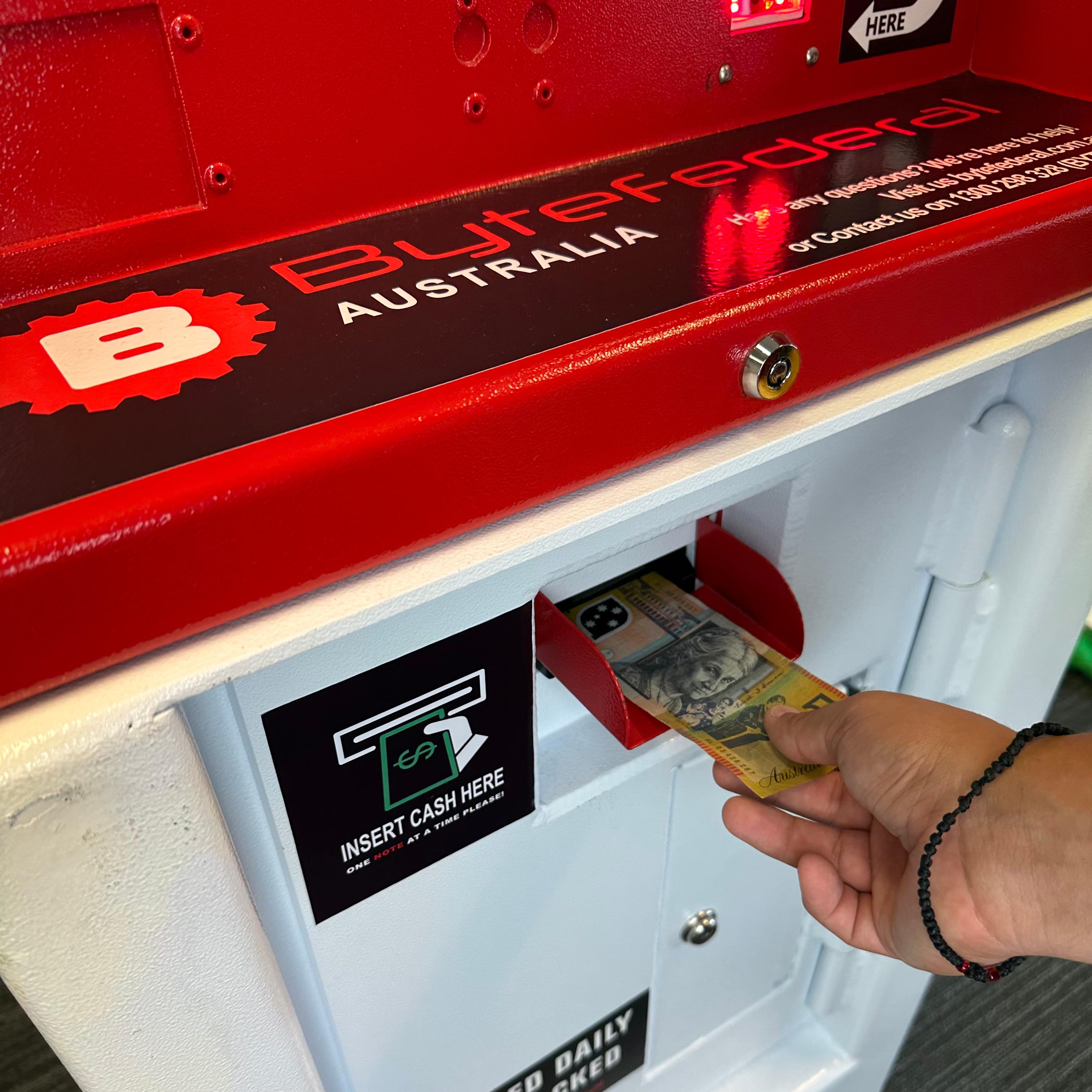 Cash for Bitcoin ATM transaction